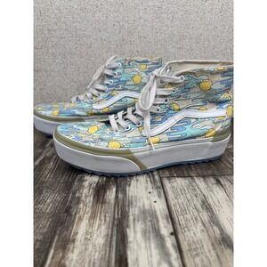Vans Sk8-Hi Tapered Stacked Platform Sneakers Blue Yellow Print Women's 10